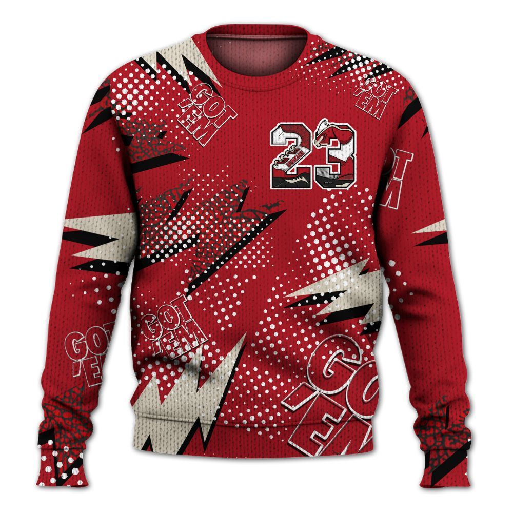 Sweater To Match Mid Red Cracked Leather 1s - 23 Custom Name 5s Graphic