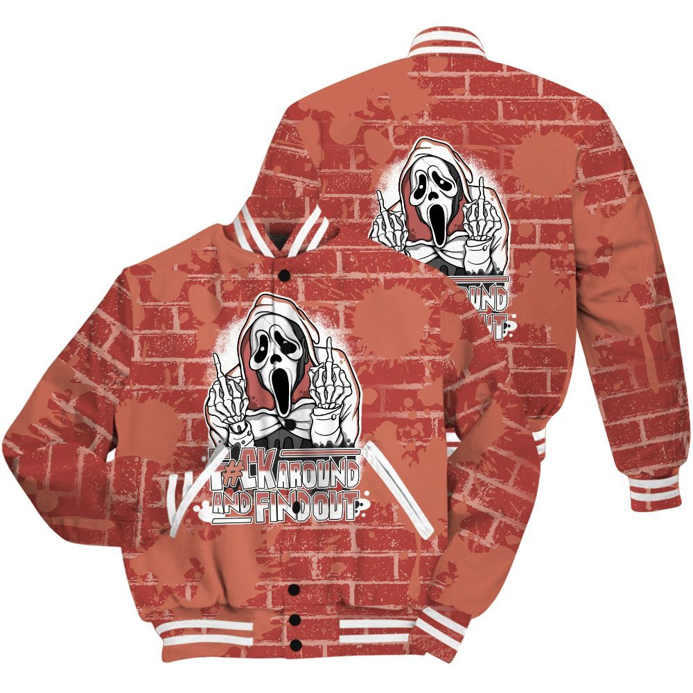 Varsity Jacket To Match Dune Red 13s Shirt - F#CK And Find Out Graphic Halloween All Over Print