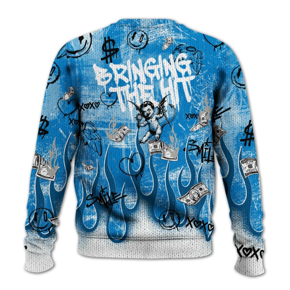 Knitted Sweater To Match Industrial Blue 4s - This That Sauce Angel Military Blue 4s