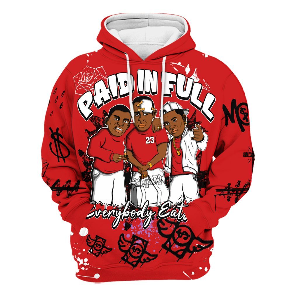 Hoodie To Match Low Bred 11s - Everybody Paid In Full Crayon All Over Print