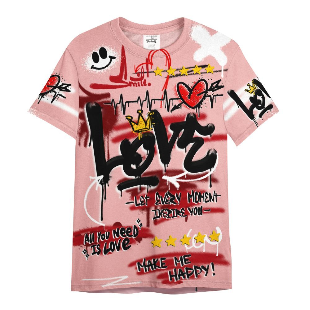 Shirt To Match Low Valentines Day 1s - Happy Love Beats Graffiti Streetwear All Over Print