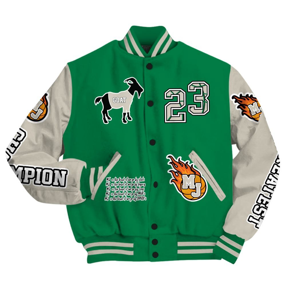 Varsity Jacket To Match Lucky Green 2s - 23 G.0.A.T Jump Up Basketball All Over Print