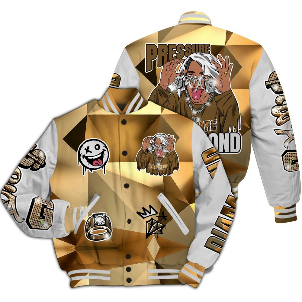 Varsity Jacket To Match NET Gold 4s - Pressures Makes Varsity Jacket To Match All Over Print