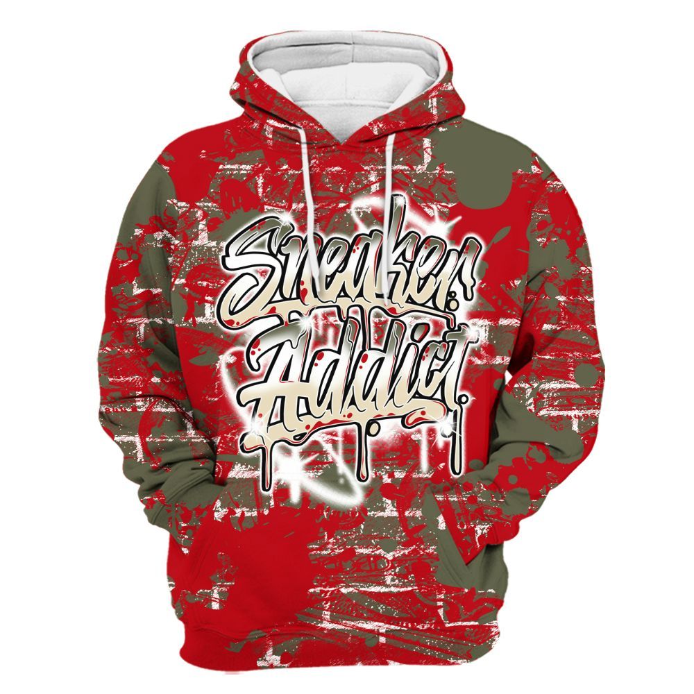 Hoodie To Match Low OG Medium Olive 1s - Addiction Sneakers Graphic Street Art All Over Print