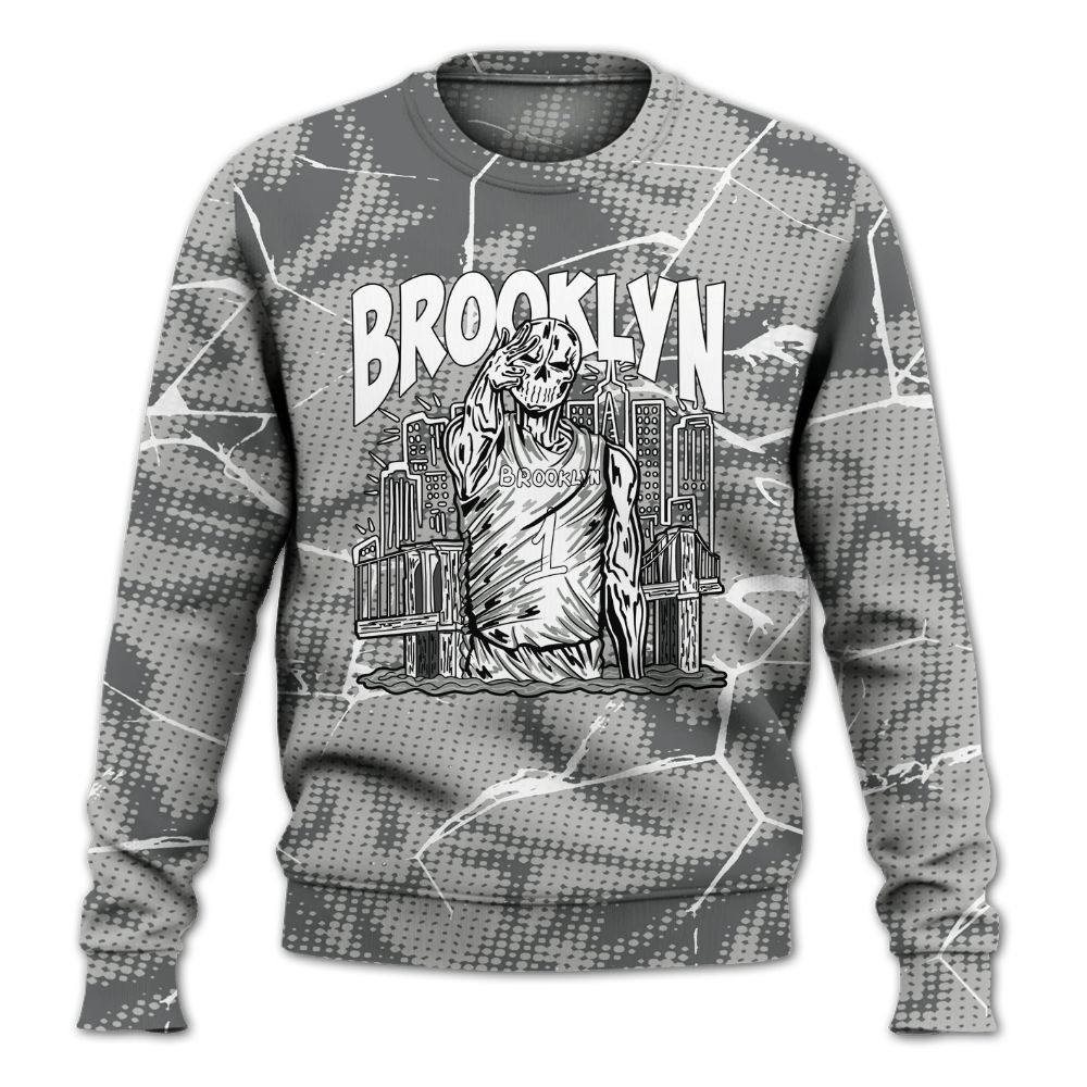 Sweatshirt To Match Retro Wet Cement 4s - Brooklyn's Skeleton Crack All Over Print