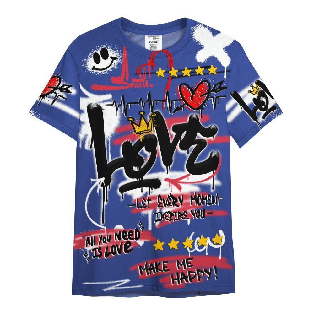 Shirt To Match Air Griffey Max USA Red White Blue 1s - Happy Love Beats Graffiti Streetwear All Over Print