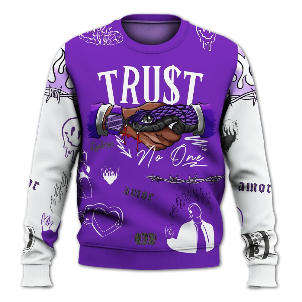 Sweatshirt To Match Retro Dark Iris 3s - Snake Trust No One All Over Print