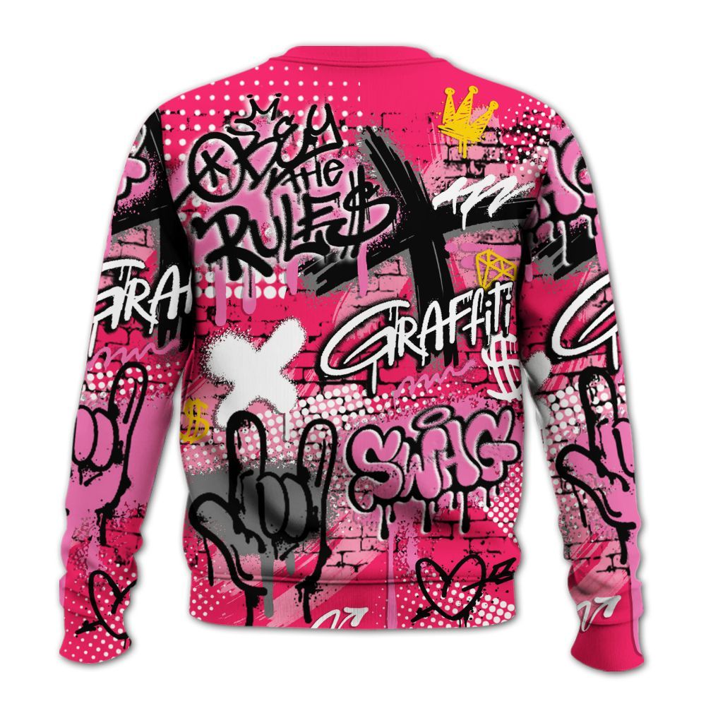 Sweatshirt To Match Air VaporMax Plus Triple Pink - True It Real Graffiti Streetwear All Over Print