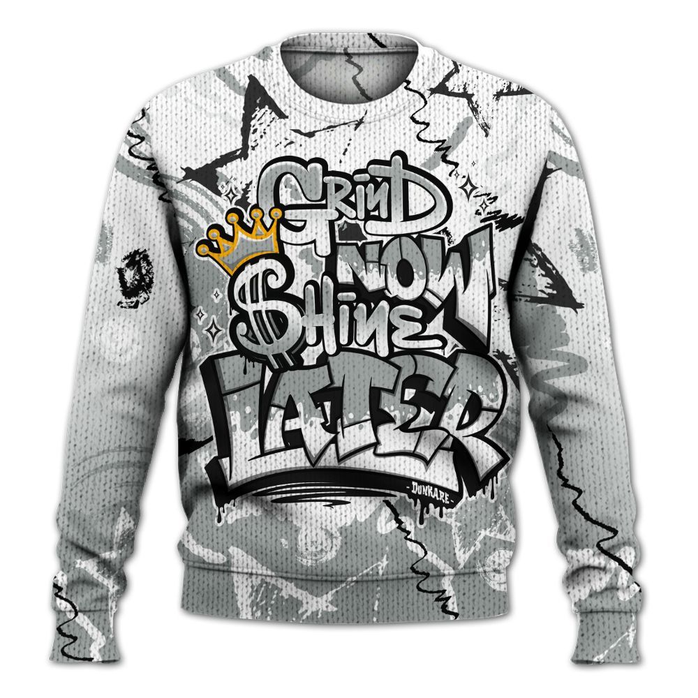 Knitted Sweater To Match Dunk Low White Light Smoke Grey - Grind Shine Later Drip