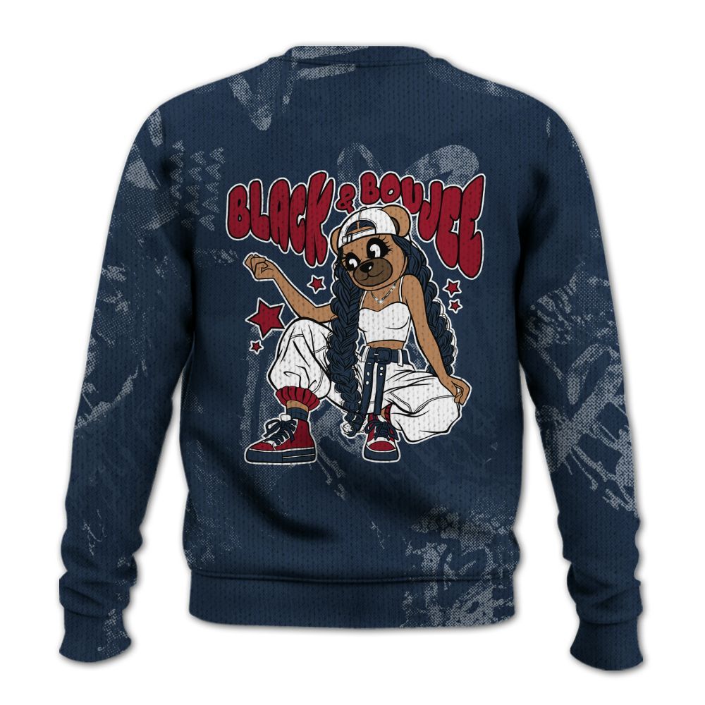 Knitted Sweater To Match White Midnight Navy 6s - Boujee Girls Bear Heart Grunge