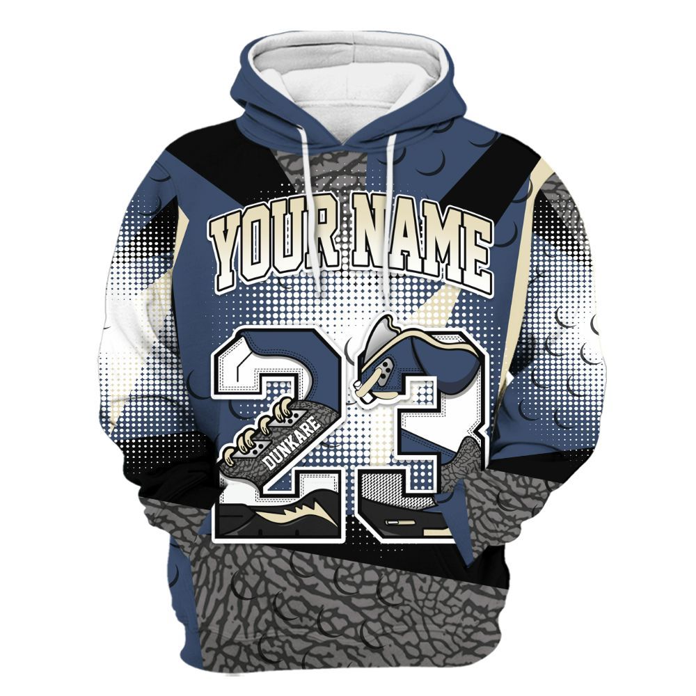 Hoodie To Match Diffused Blue 3s - Poly Custom Name Number 23 5s All Over Print