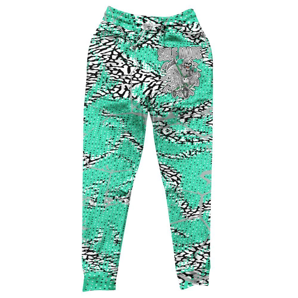 Sweatpant To Match Black Green Glow 3s - Self Made Skeleton Crack All Over Print