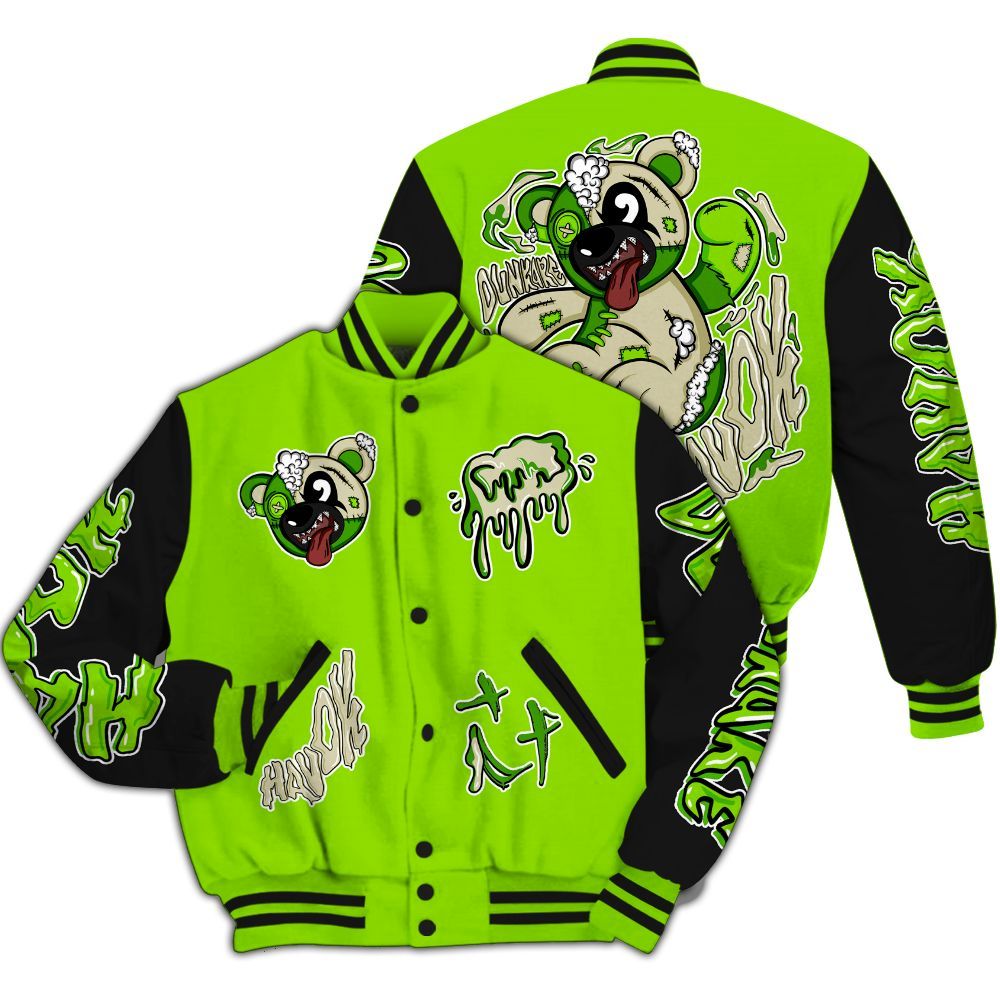 Varsity Jacket To Match Electric Green 6s - Havok Bear All Over Print
