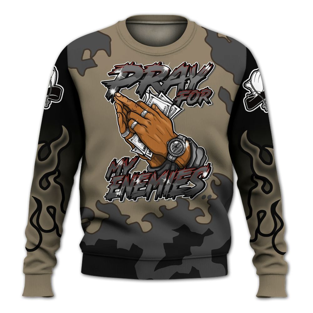 Sweatshirt To Match Olive 9s - Prayed For Enemies Graphic Blessing All Over Print