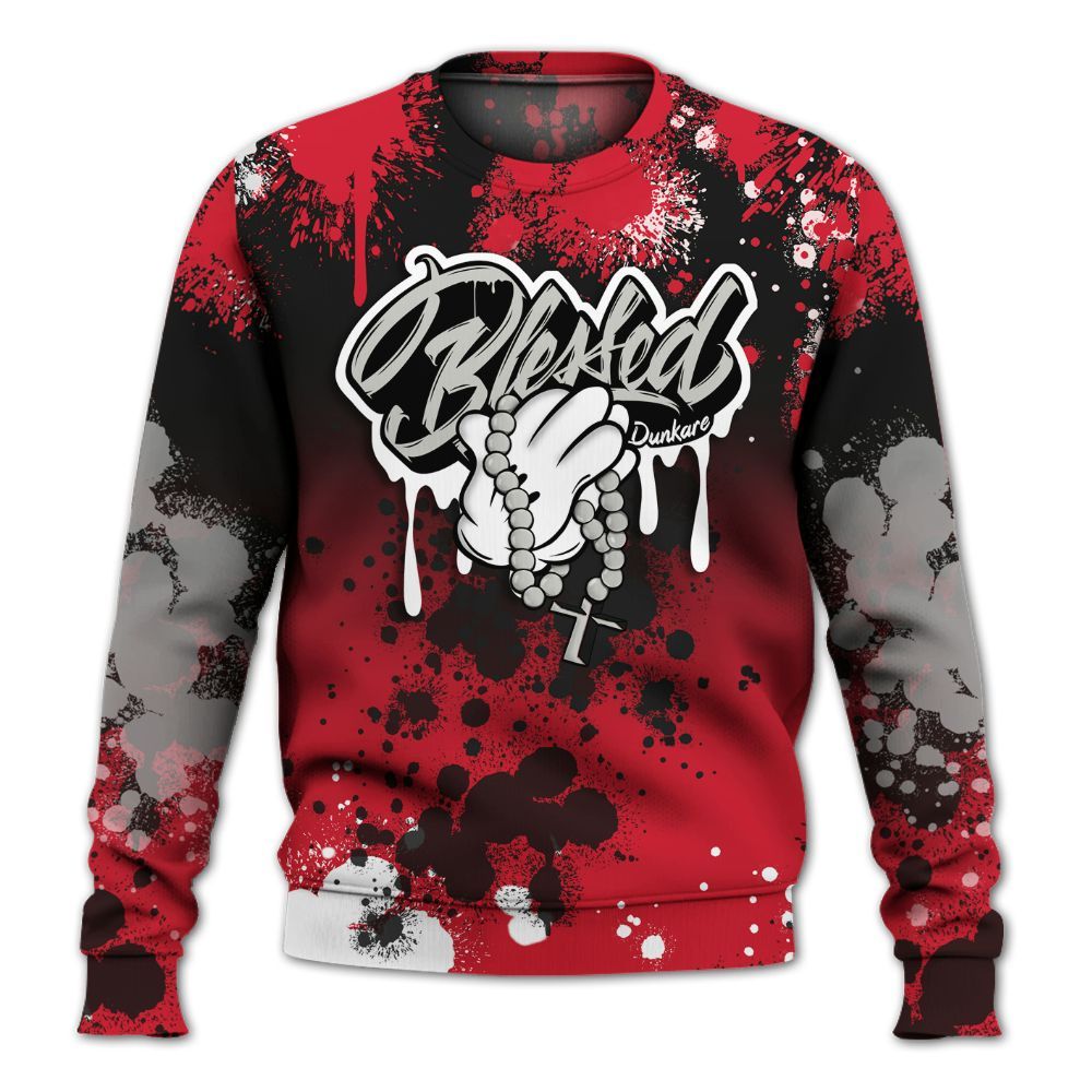Sweatshirt To Match Flight Club 4s - God Blessed Ink Drip All Over Print