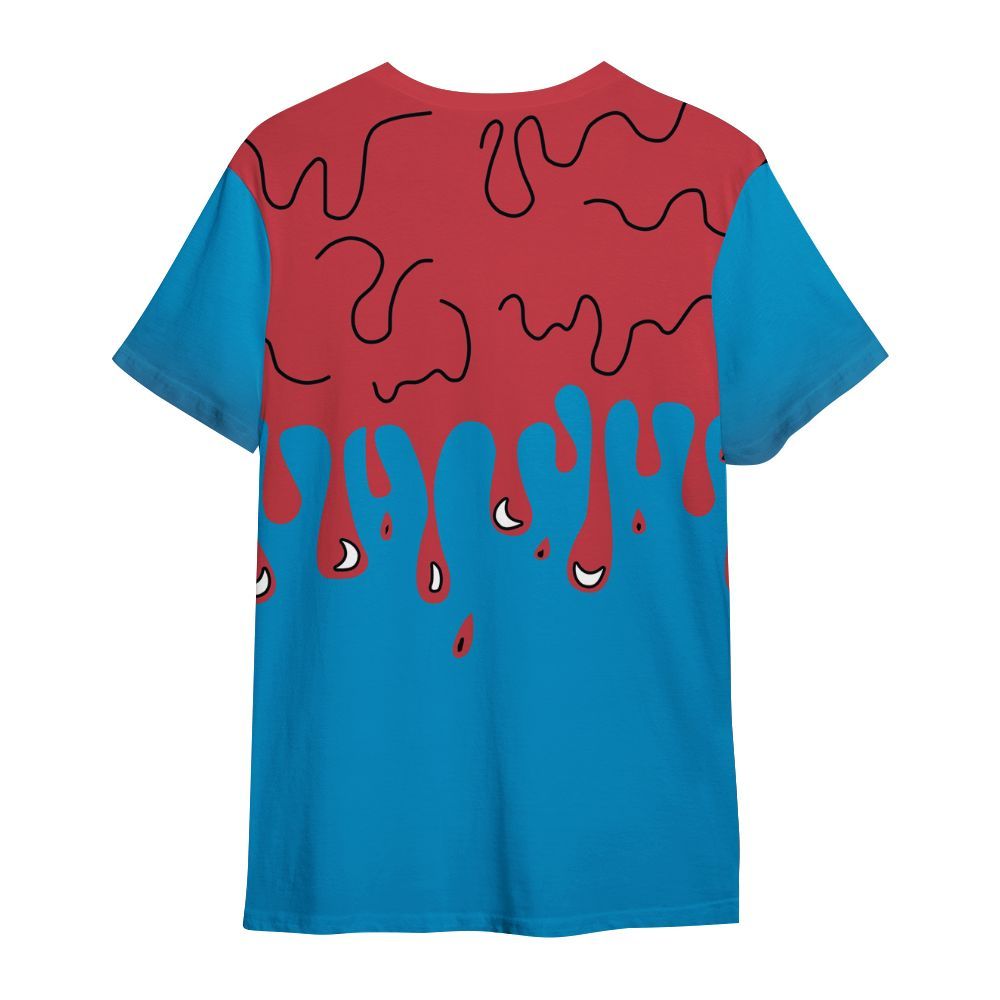 Shirt To Match High OG University Red Dark Powder Blue 1s - Snake Trust No One Drip All Over Print