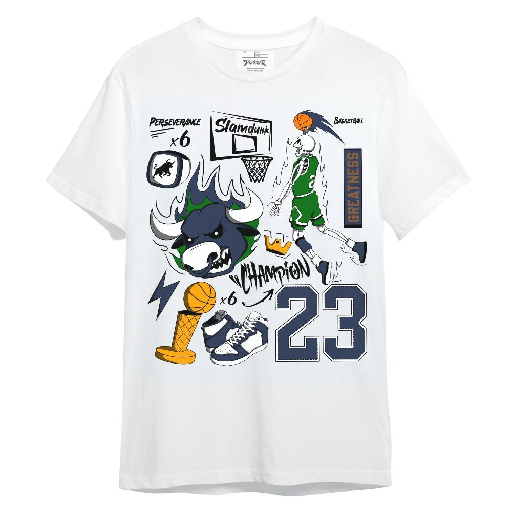 Shirt To Match Midnight Navy 13s - 23 Doodle Basketball Legend Skeleton Unisex Shirt