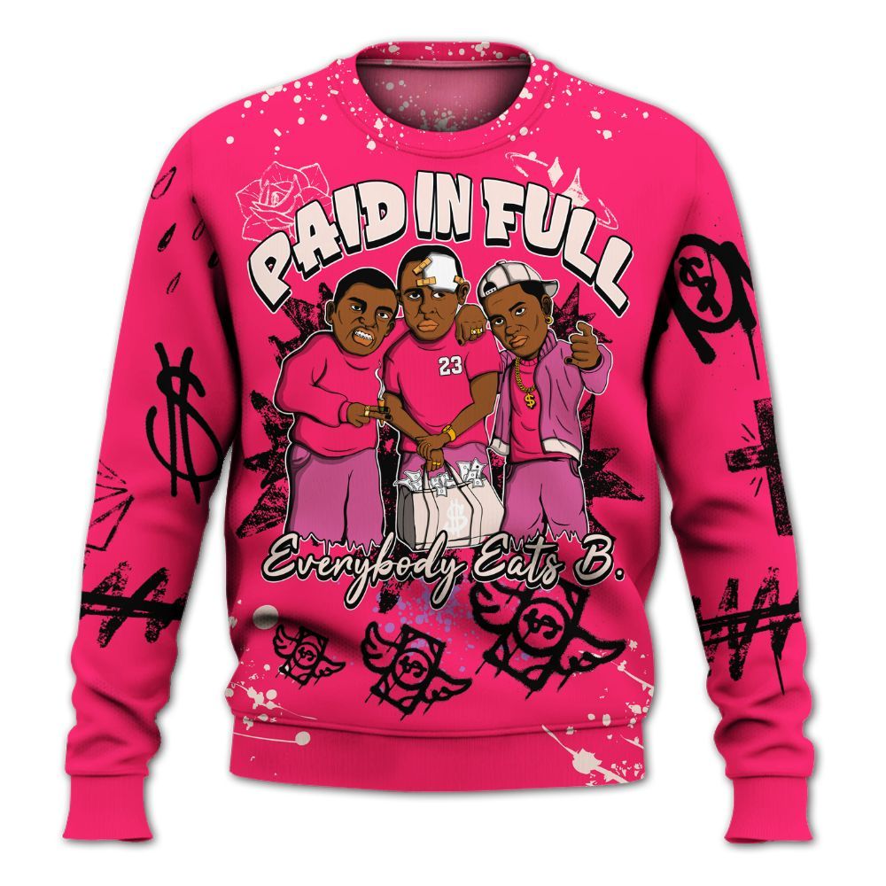 Sweatshirt To Match A'One Hyper Pink - Everybody Paid In Full Crayon All Over Print
