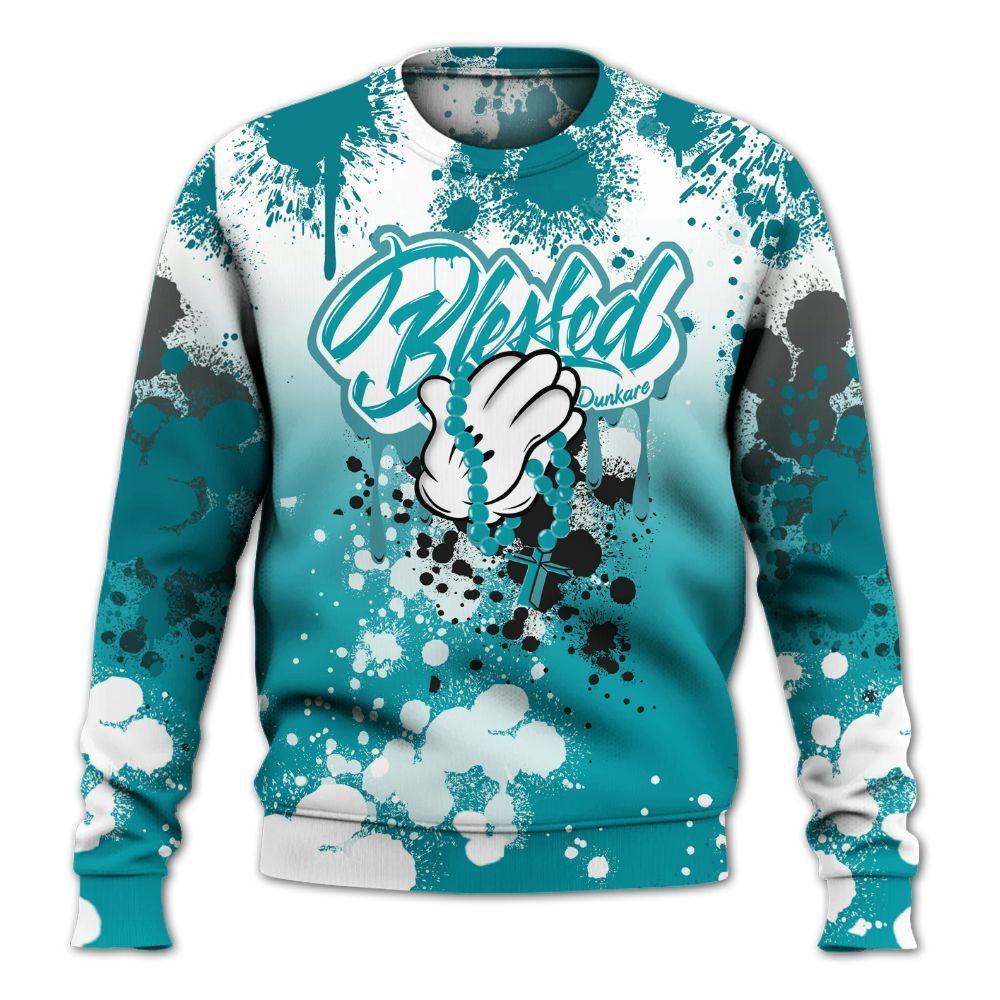 Sweatshirt To Match Air Griffey Max Aquamarine 1s - God Blessed Ink Drip All Over Print