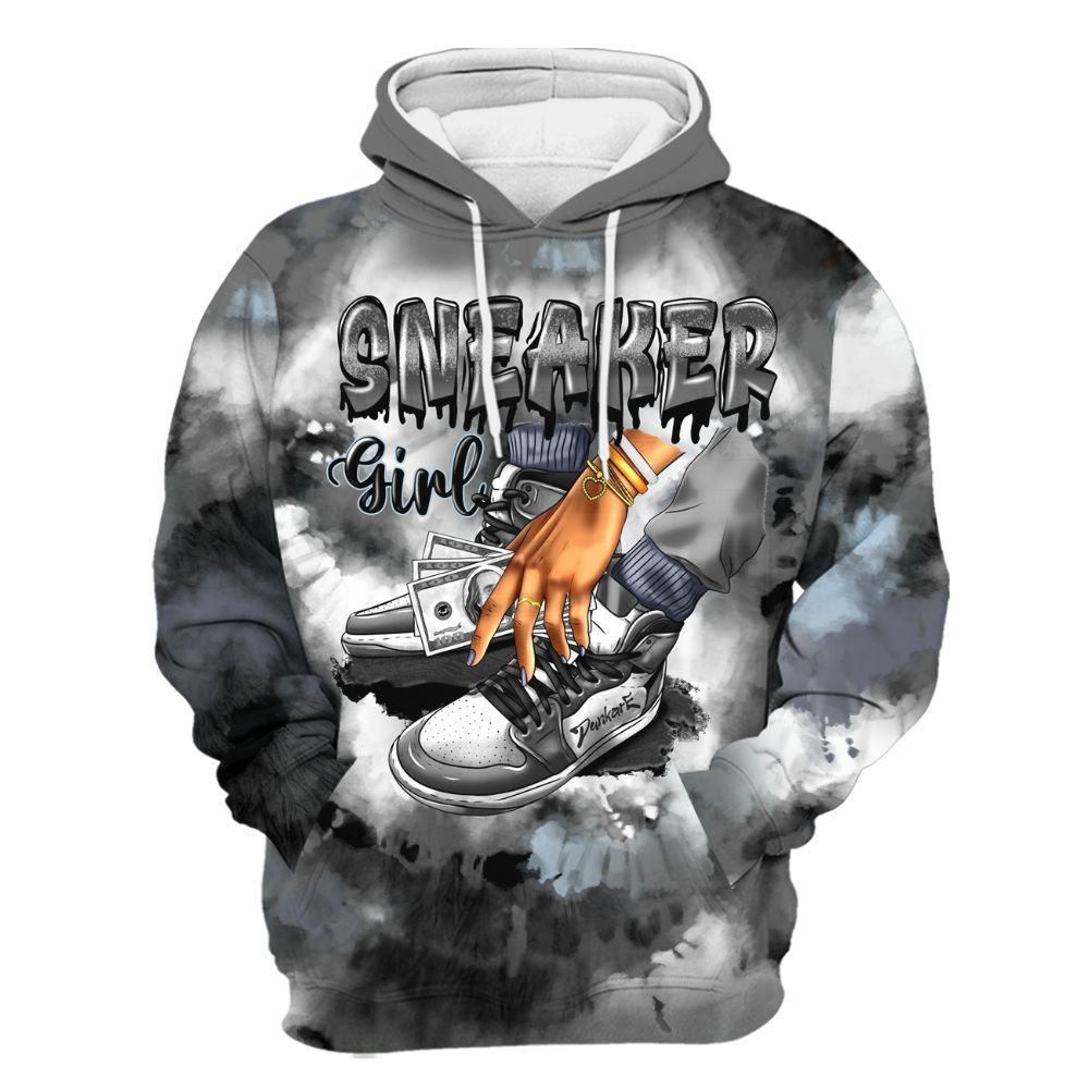 Hoodie To Match Cool Grey 6s - SNEAKER Girl Money Drip Tie Dye All Over Print