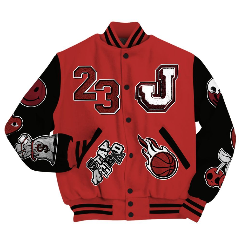 Varsity Jacket To Match Bred Reimagined 4s - Hustles Money Number 23 All Over Print