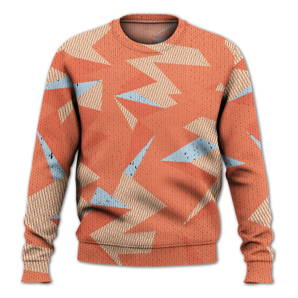 Knitted Sweater To Match DJ Khaled Crimson Bliss 5s - Geometric Camouflage Pattern