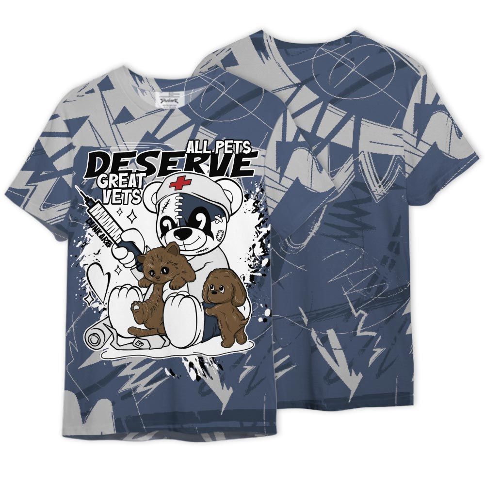 Shirt To Match Low Diffused Blue 11s - All Pets Deserve Great Vets Bear Nonobjective Shirt Unisex