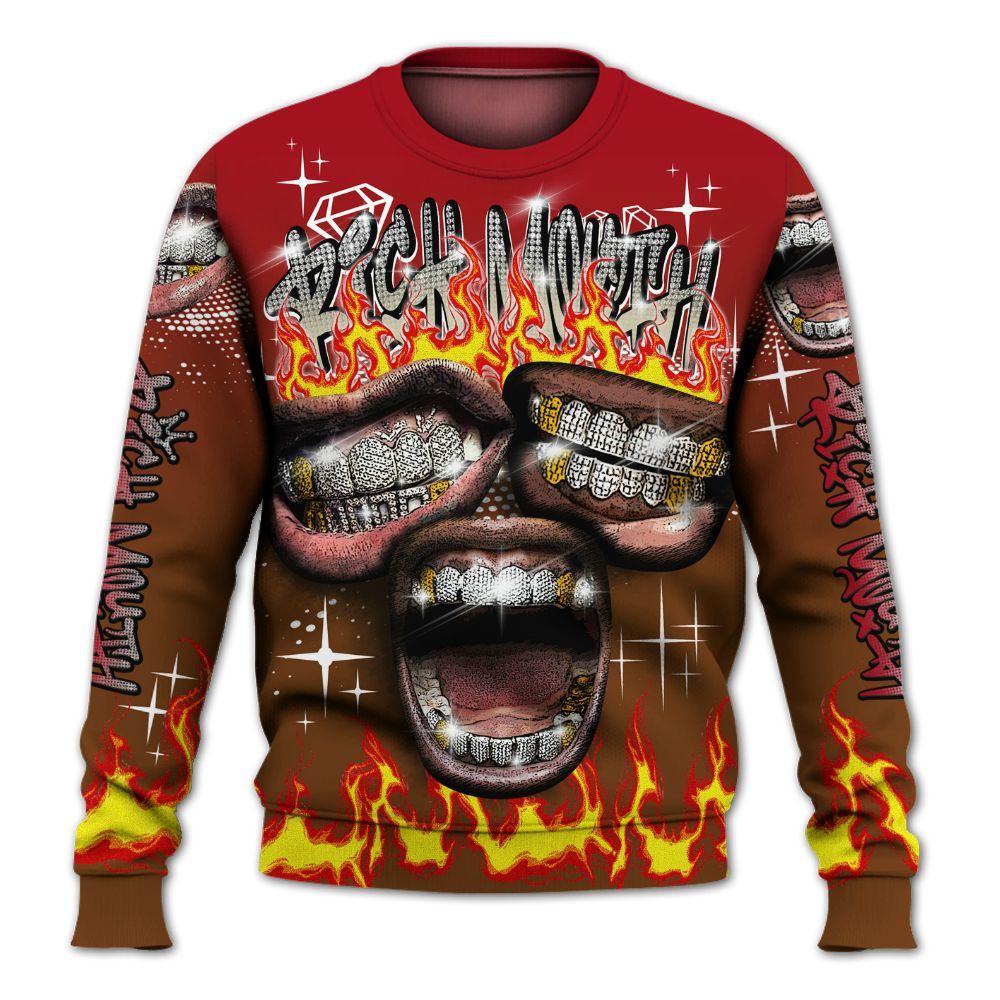 Sweatshirt To Match Archaeo Brown 5s - Rich Mouth Fire Rap Retro 90s All Over Print