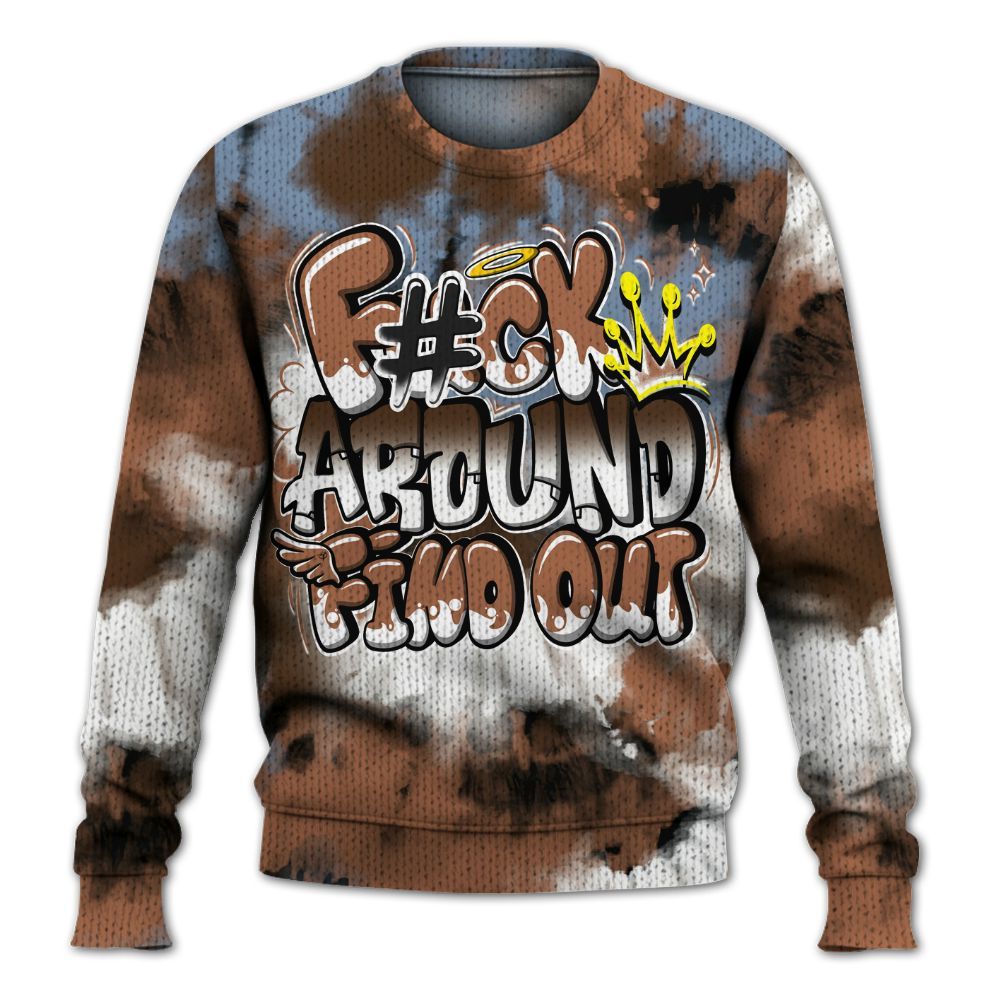 Knitted Sweater To Match Air Foamposite Metallic Copper - Tie Dye FK Around Find Out