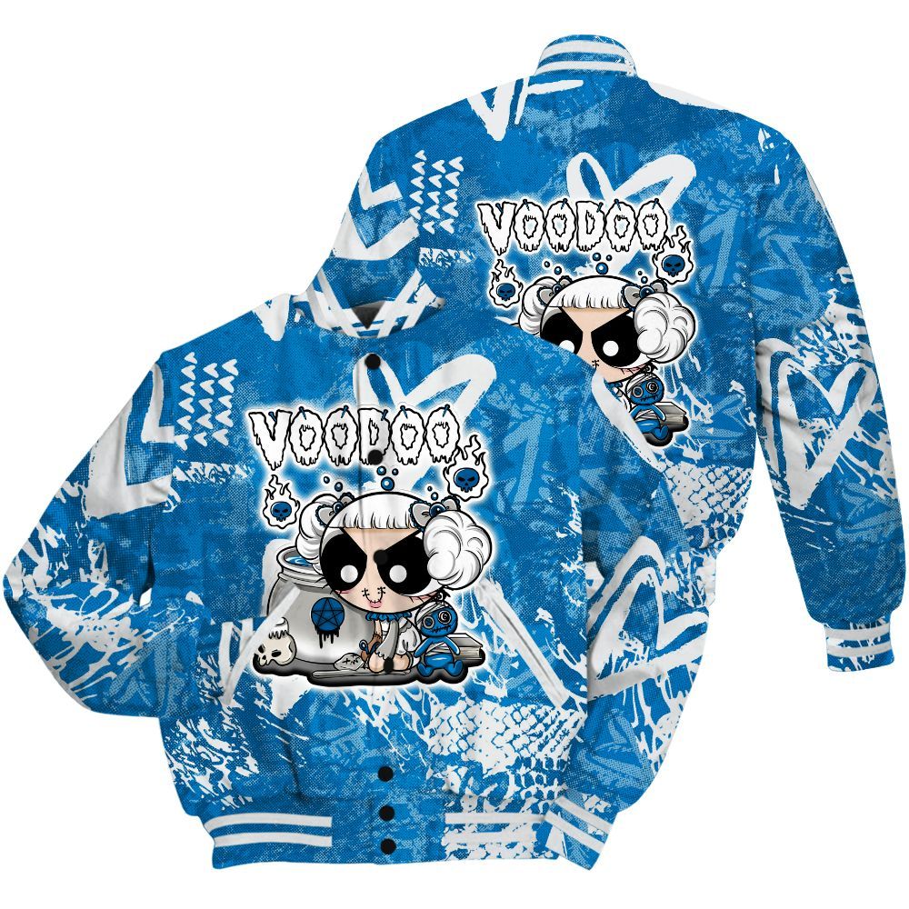 Varsity Jacket To Match Military Blue 4s Shirt - Voodooz Heart Grunge All Over Print