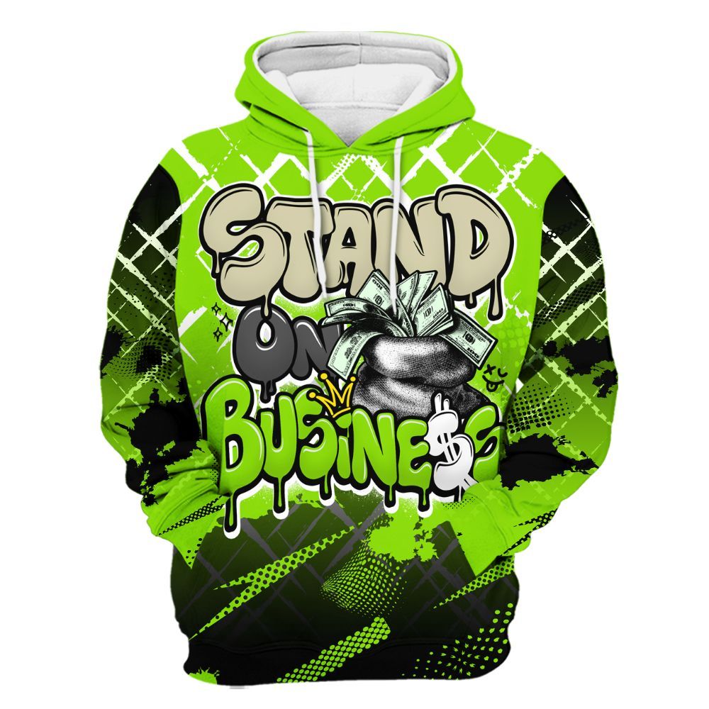 Hoodie To Match Electric Green 6s - Halftone Stand Business Dripping All Over Print
