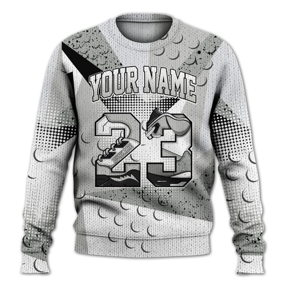 Knitted Sweater To Match Retro White Oreo 4s - Poly Custom Name Number 23 5s