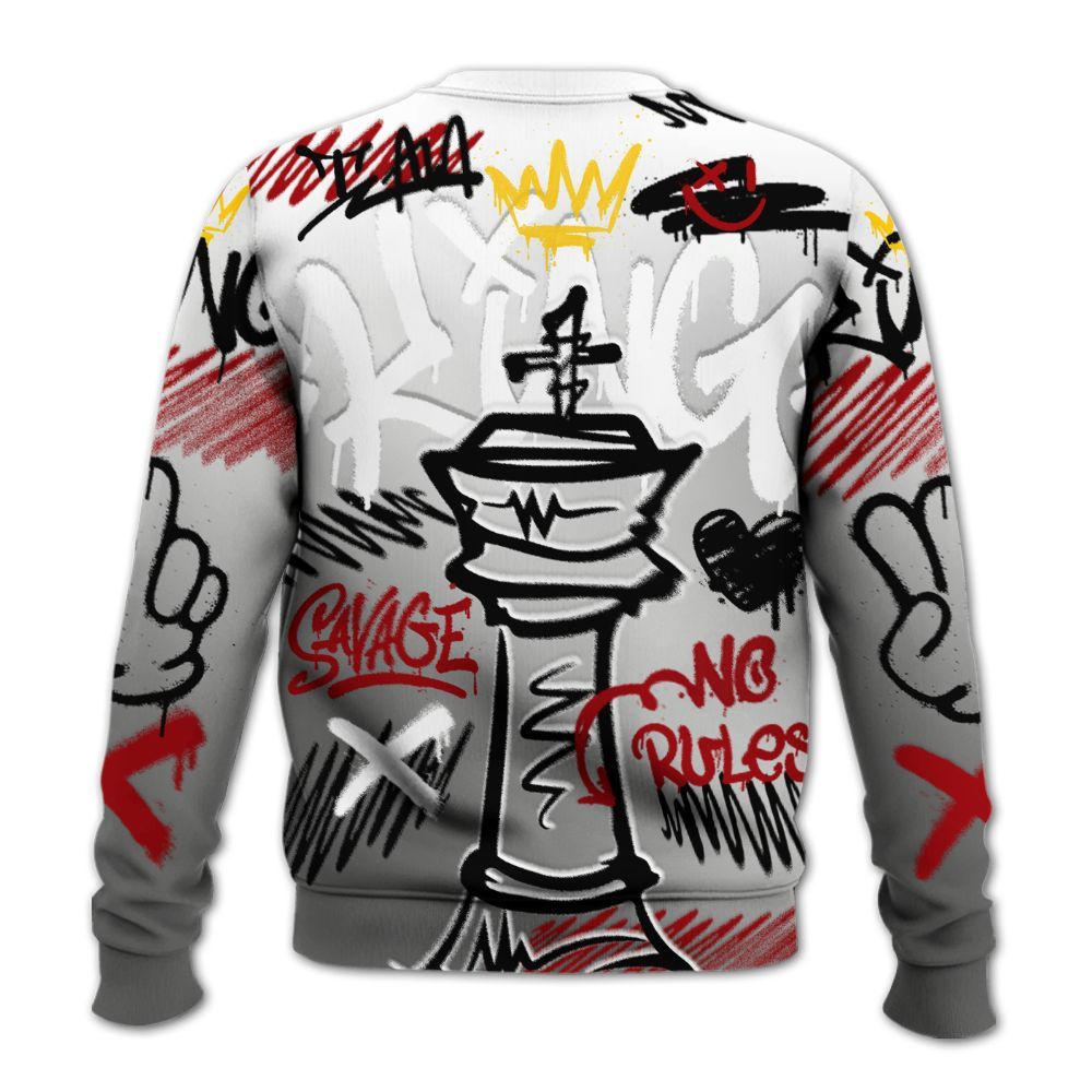 Sweatshirt To Match Metallic Silver 14s - Street King Chess Streetwear All Over Print