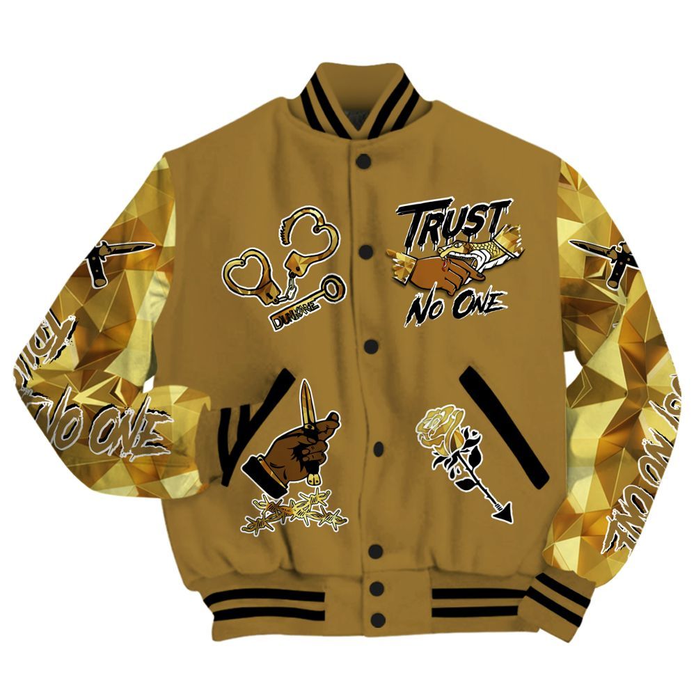 Varsity Jacket To Match NET Gold 4s - Trust No One Dripping All Over Print