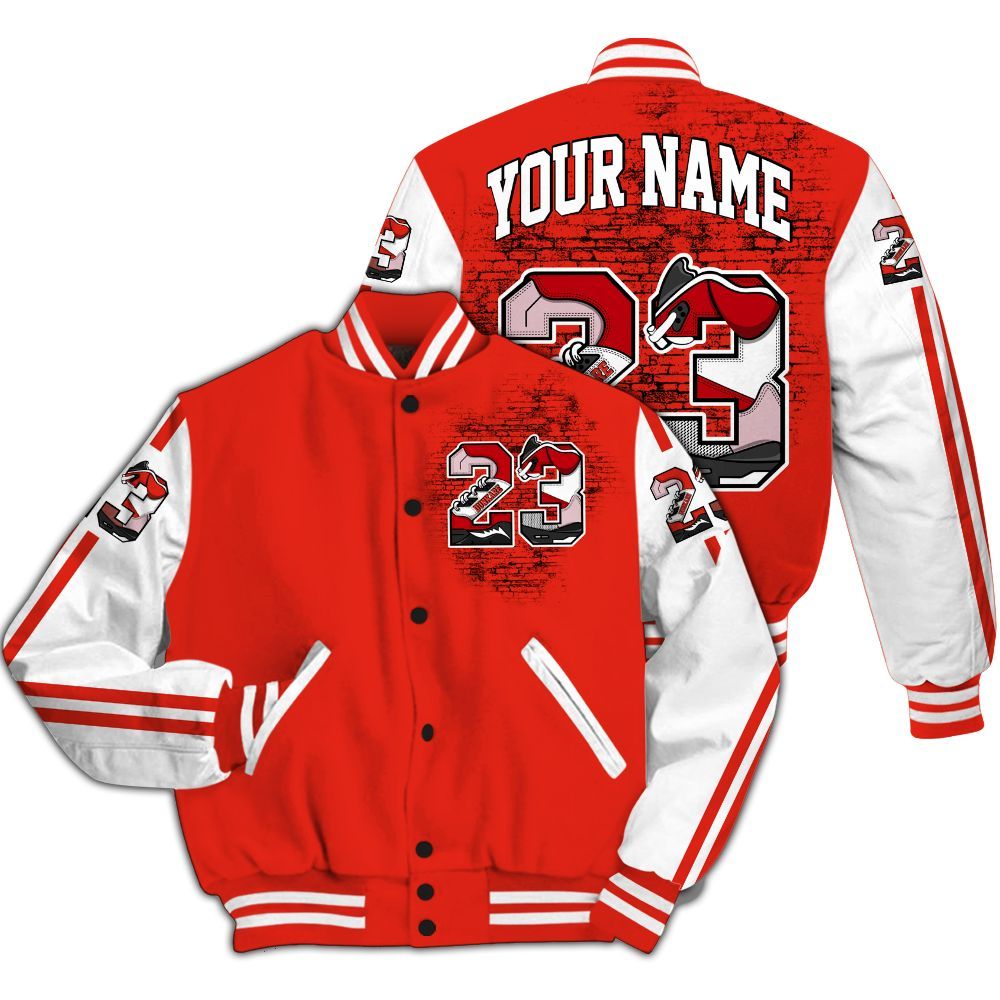 Varsity Jacket To Match Air Force 1 Low GS Valentine's Day - Custom Name Number 23 5s All Over Print