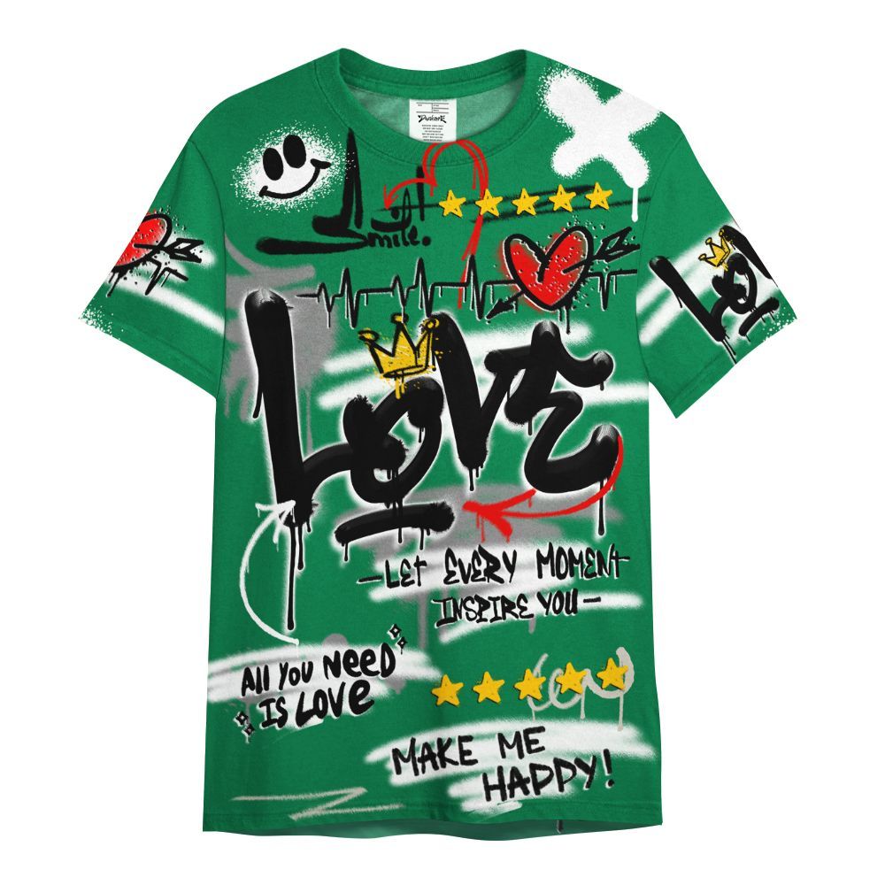 Shirt To Match Lucky Green 2s - Happy Love Beats Graffiti Streetwear All Over Print