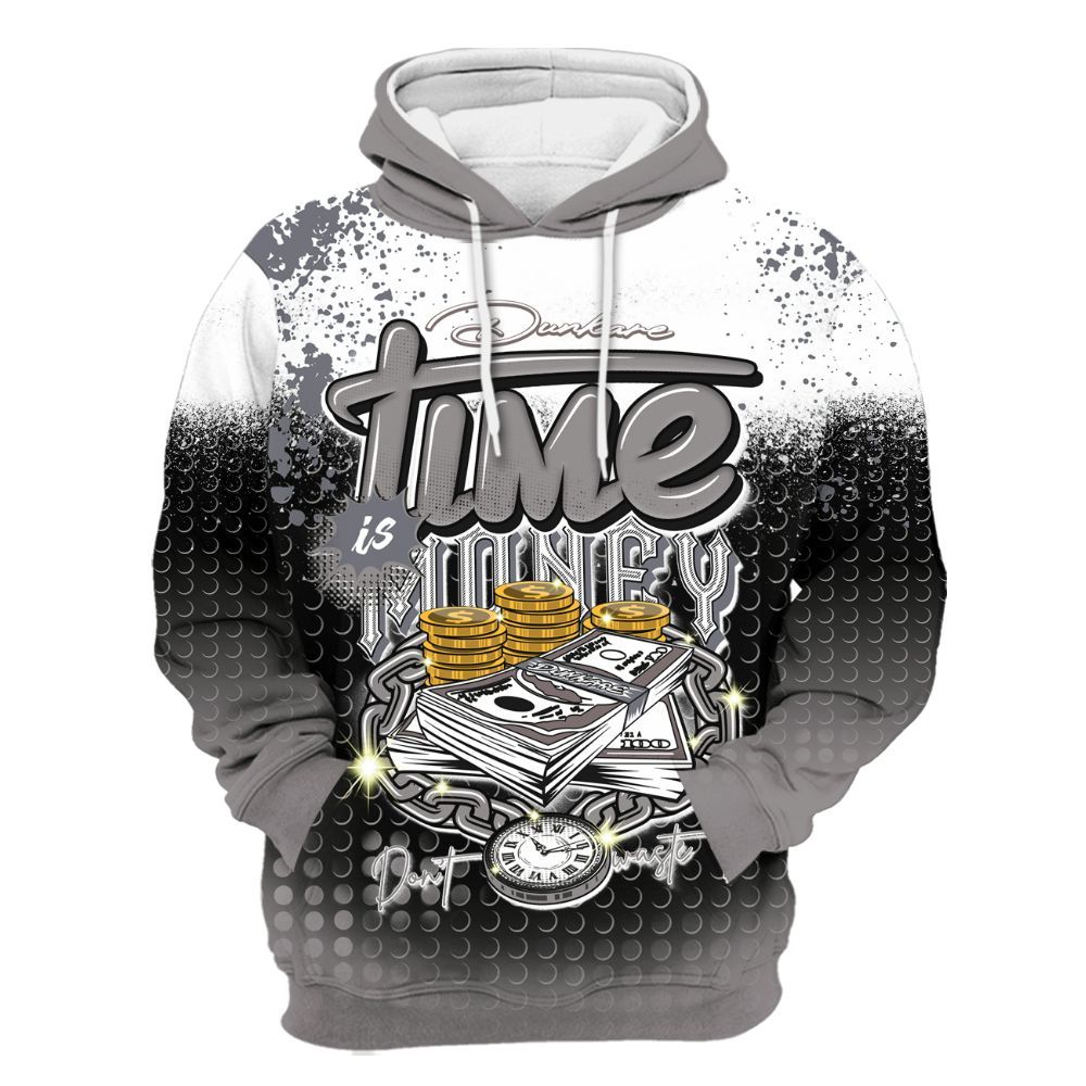 Hoodie To Match Cool Grey 11s - Halftone Time Is Money All Over Print