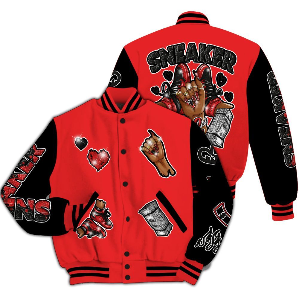 Varsity Jacket To Match Red Thunder 4s - Sneakerz Girlz All Over Print