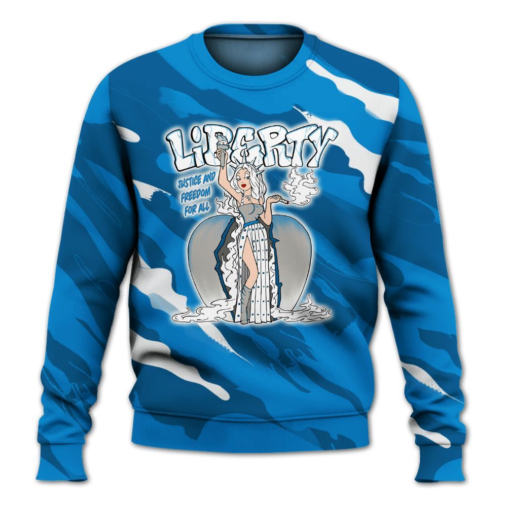 Sweatshirt To Match Military Blue 4s - Midwest Cartoon Colored All Over Print
