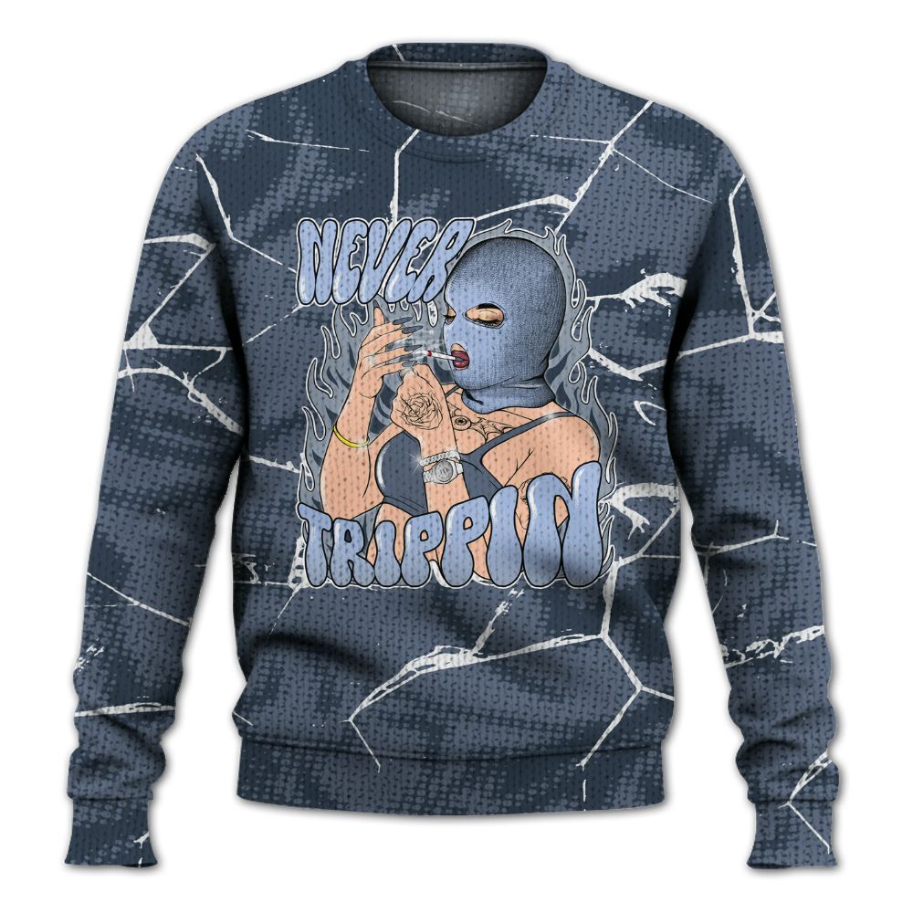 Knitted Sweater To Match Low Diffused Blue 11s - Ne'er Trippin' Unique Crack