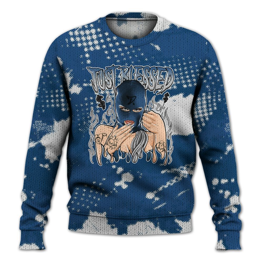 Knitted Sweater To Match High OG Midnight Navy 1s - Blessed!! Smoke Dot