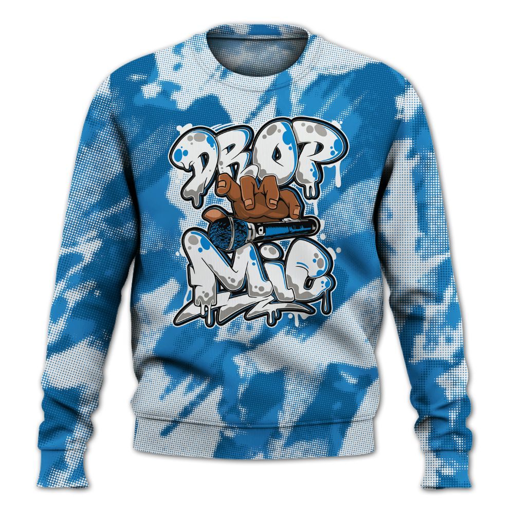 Sweatshirt To Match Industrial Blue 4s - Drop Mic Abstract All Over Print
