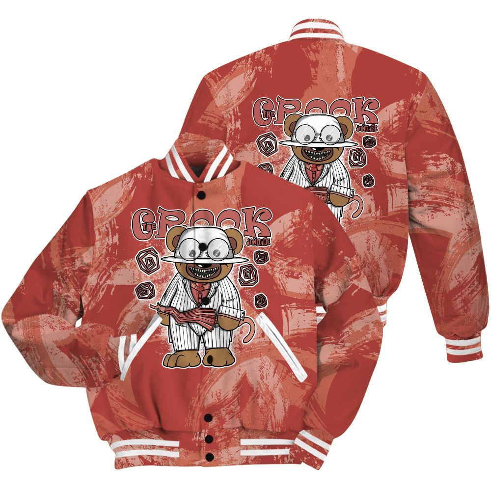 Varsity Jacket To Match Dune Red 13s Shirt - Swindler Bear Circle Slpash All Over Print