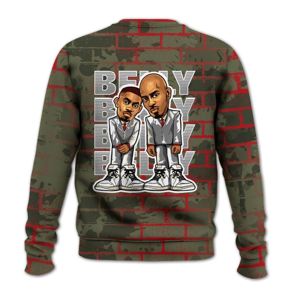 Sweatshirt To Match Travis Scott Low OG Medium Olive 1s - Belly Sneakers Graphic Halloween All Over Print