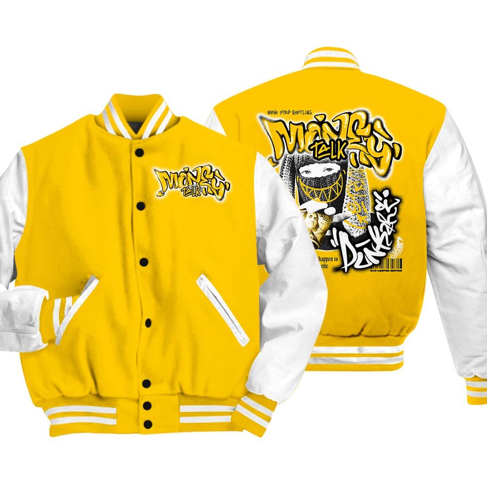 Varsity Jacket To Match Varsity Money Talk Rap, Vivid Sulfur 4s T-Shirt, To Match Sneaker Vivid Sulfur 4s Baseball Varsity Jacket LTRP