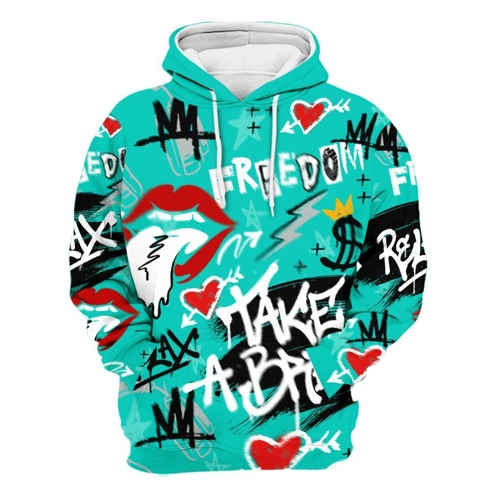Hoodie To Match Air Max 95 Dark Tiffany - Take Break Freedom Graffiti Streetwear All Over Print