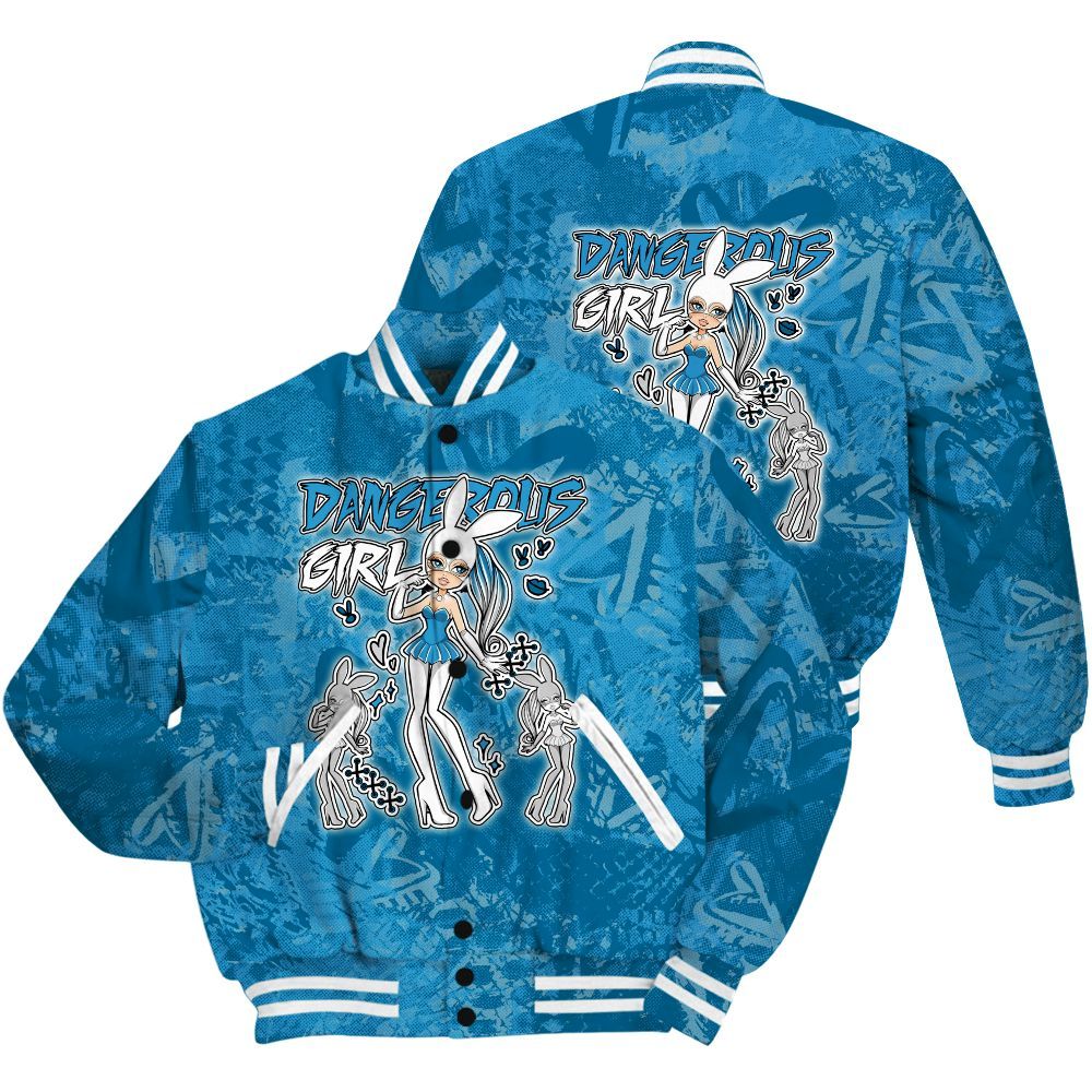 Varsity Jacket To Match Powder Blue 9s Shirt - Dangerous.Girl Heart Grunge All Over Print