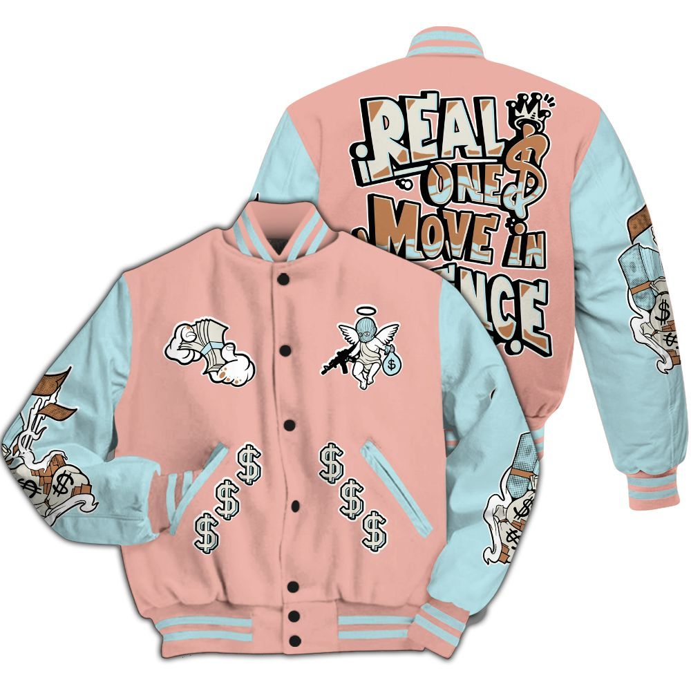 Varsity Jacket To Match Dunk Low Glacier Arctic - Ones Move In Silence Graphic All Over Print