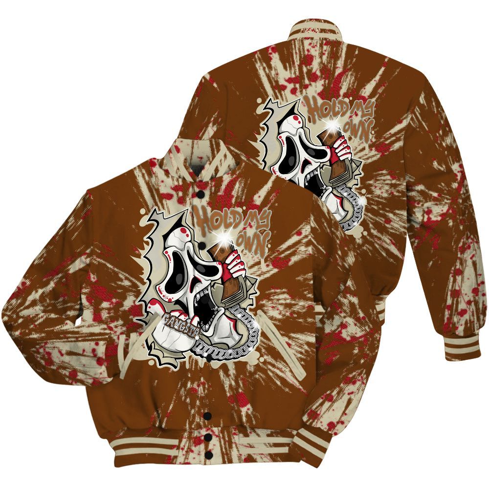 Varsity Jacket To Match Archaeo Brown 5s Shirt - Hold My Own Graphic Halloween All Over Print