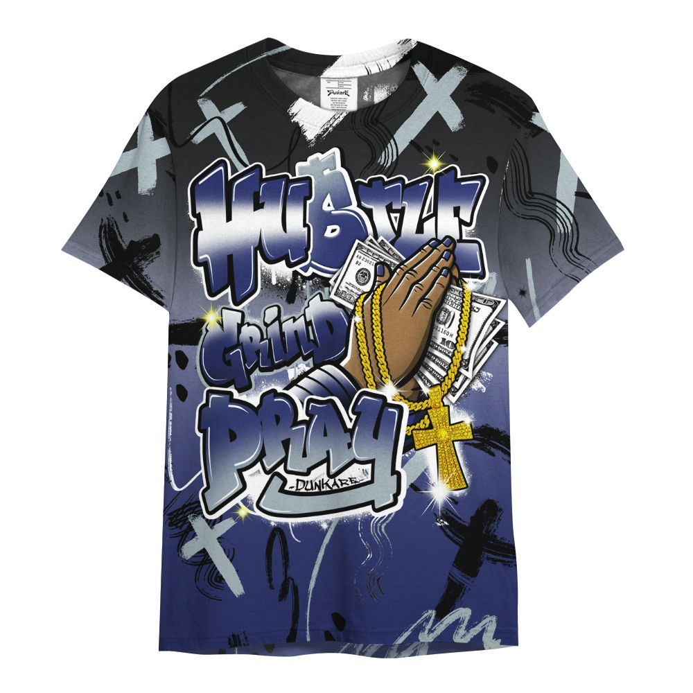 Shirt To Match Midnight Navy 11s - Money Hustle Grind Pray All Over Print
